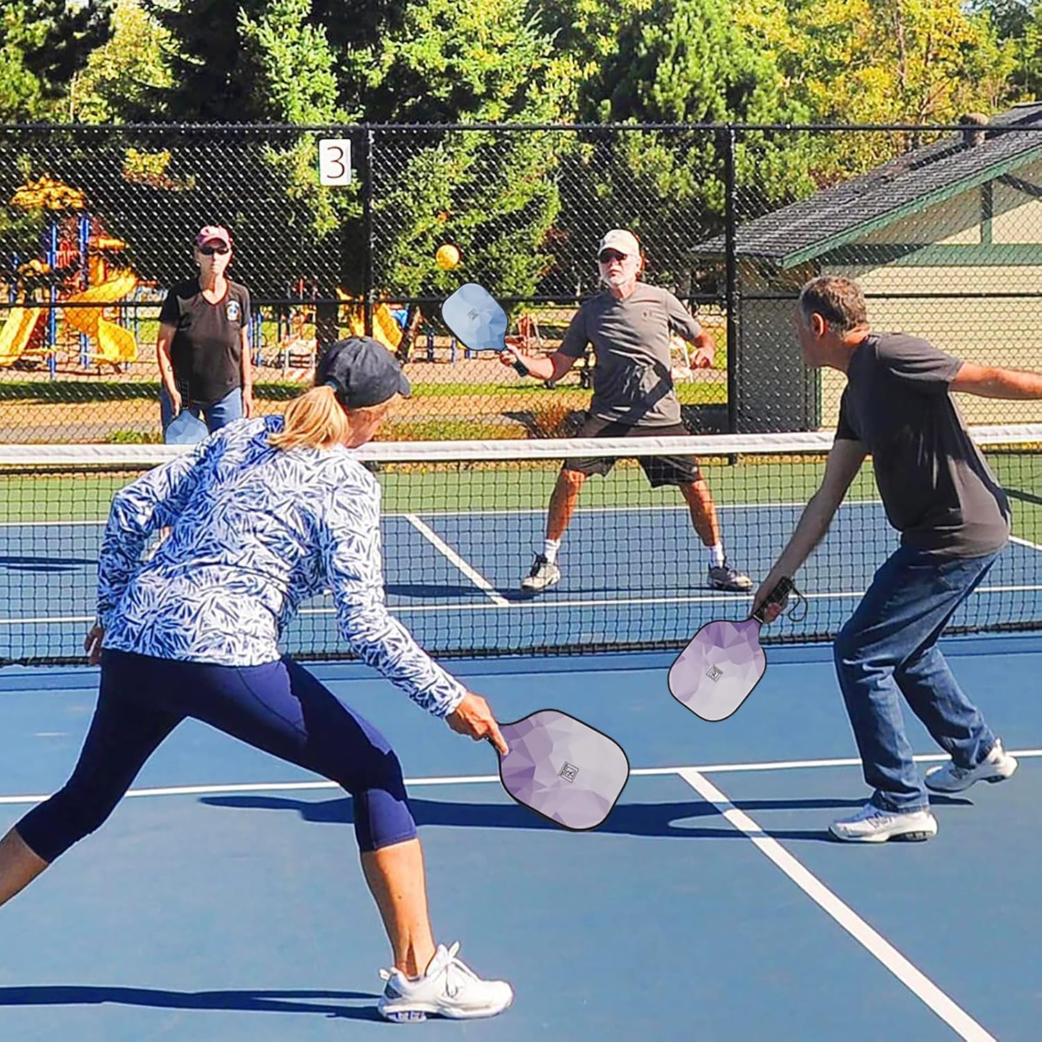 YC DGYCASI Pickleball Paddles Set of 4, USAPA Approved Pickleball Set, Fiberglass Pickle Ball Rackets, 3 Outdoor Pickleball, 3 Indoor Pickleball Balls, 4 Pickleball Overgrip, 1 Pickleball Bag - Image 9