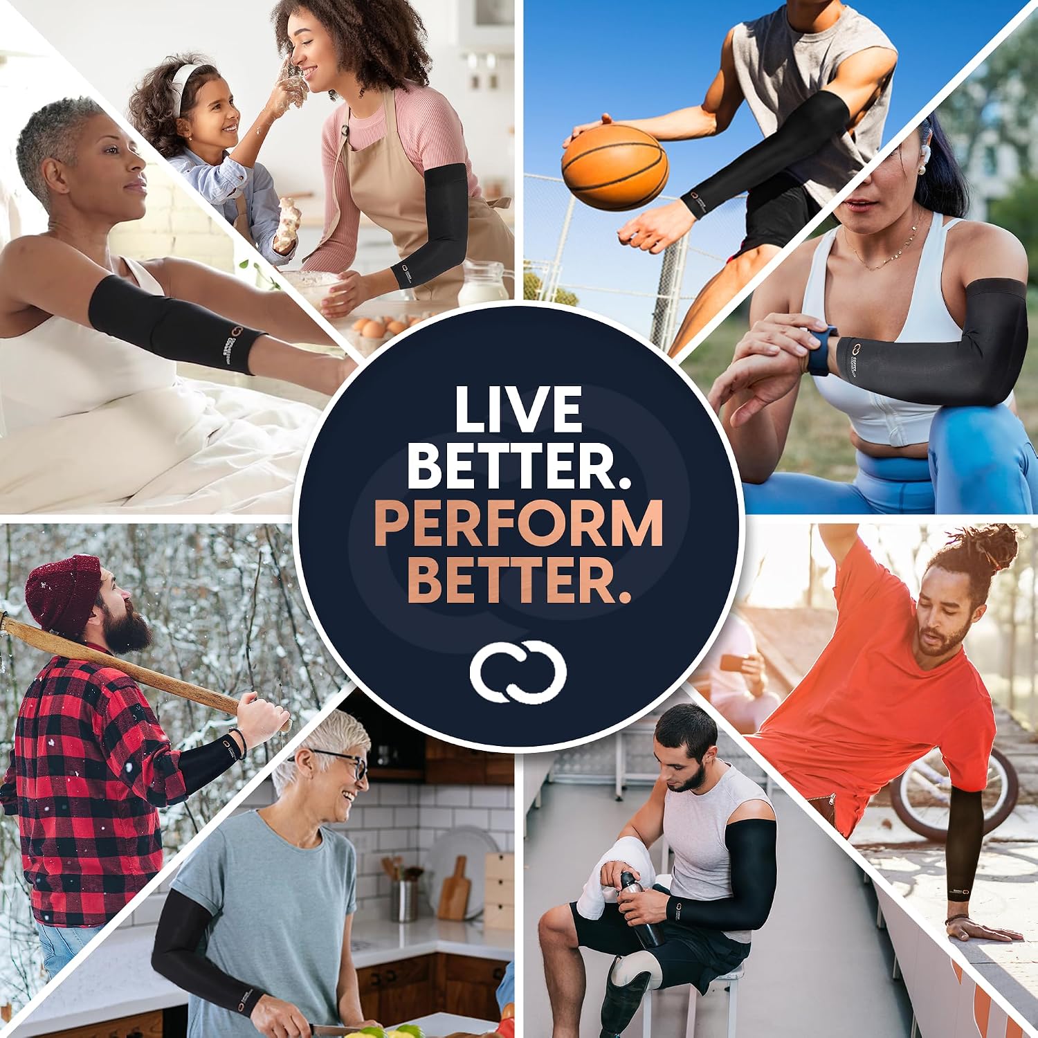 Copper Compression Arm Sleeve - Copper Infused Full Arm Brace for Forearm, Bicep, Triceps - Tennis Elbow, Basketball, Golf, Arthritis, Tendonitis, Bursitis, Post Surgery Rehab - Odor Resistant - Black - M - Image 5
