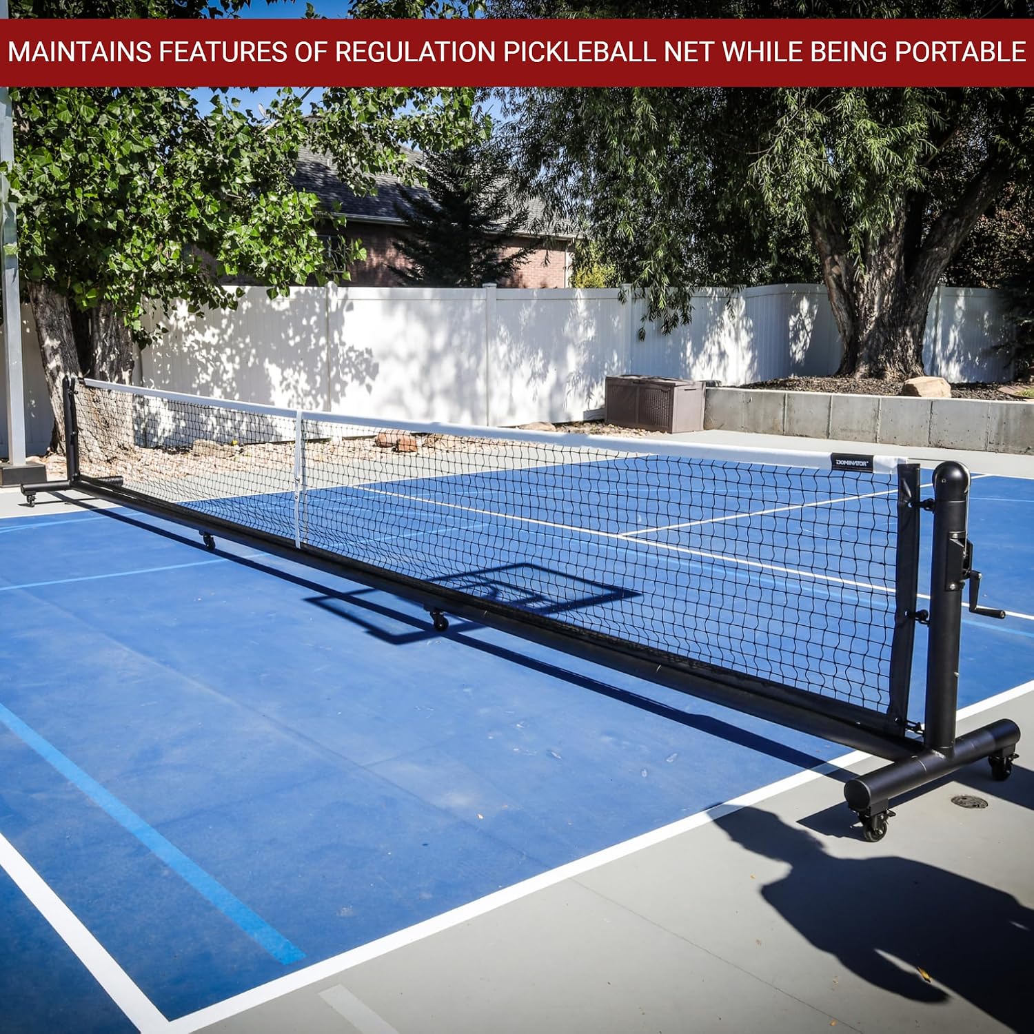 Dominator PRO Portable Pickleball Net - Heavy Duty USAPA Compliant Portable Regulation Pickleball Net - Indoor/Outdoor Aluminum Rust Proof Frame w/Adjustable Net Tension & Locking Wheels - Image 4