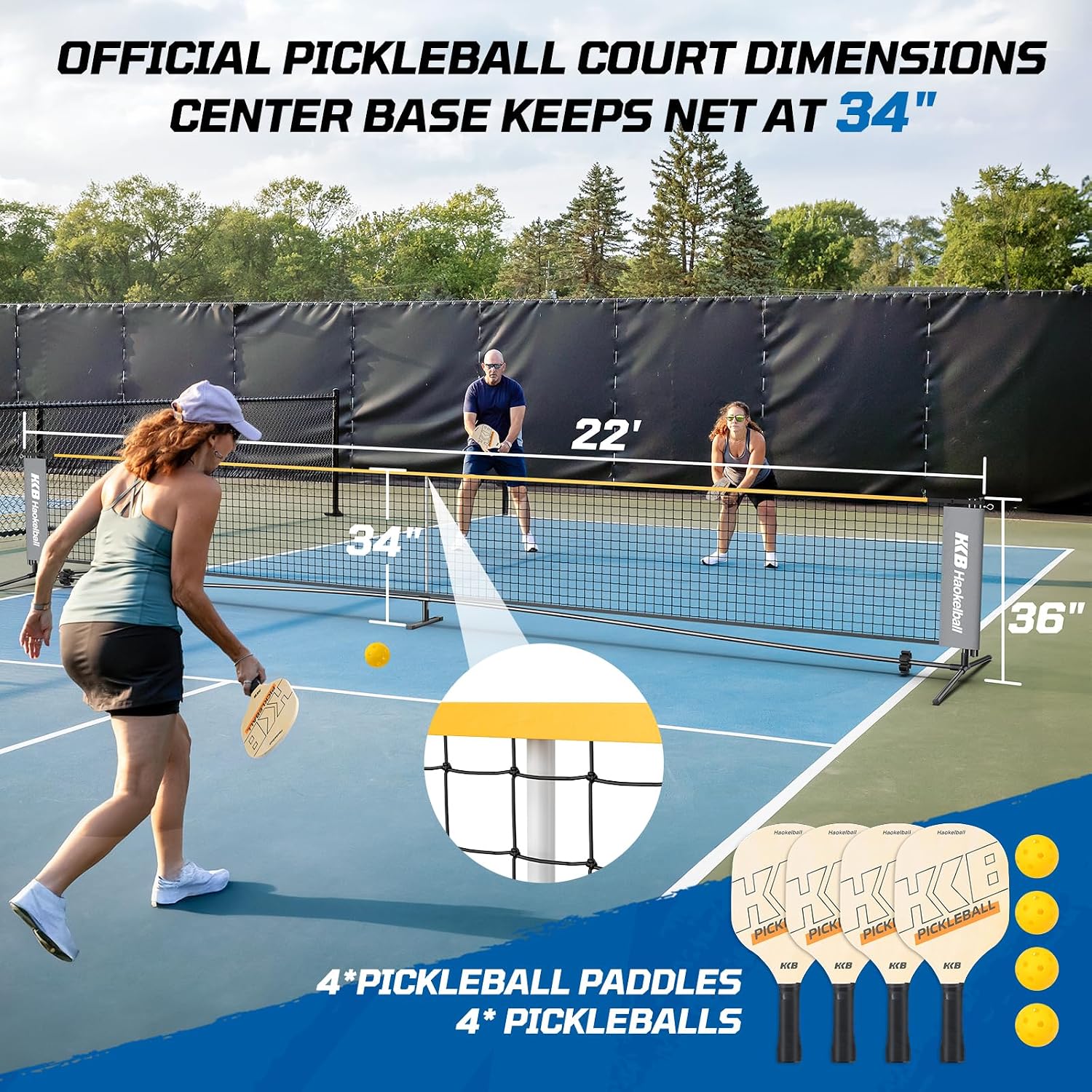 Haokelball Badminton Volleyball Pickleball Net Set, 22FT Portable All-in-One Nets System for Outdoor Beach Indoor with Adjustable Height, Includes Balls Rackets Pump Carry Bag | Backyard, Beach, Lawn, Outdoor, Indoor, Portable, Net Set, Family Games, Includes Balls Shuttlecocks Rackets Pump Carry Bag - Image 5