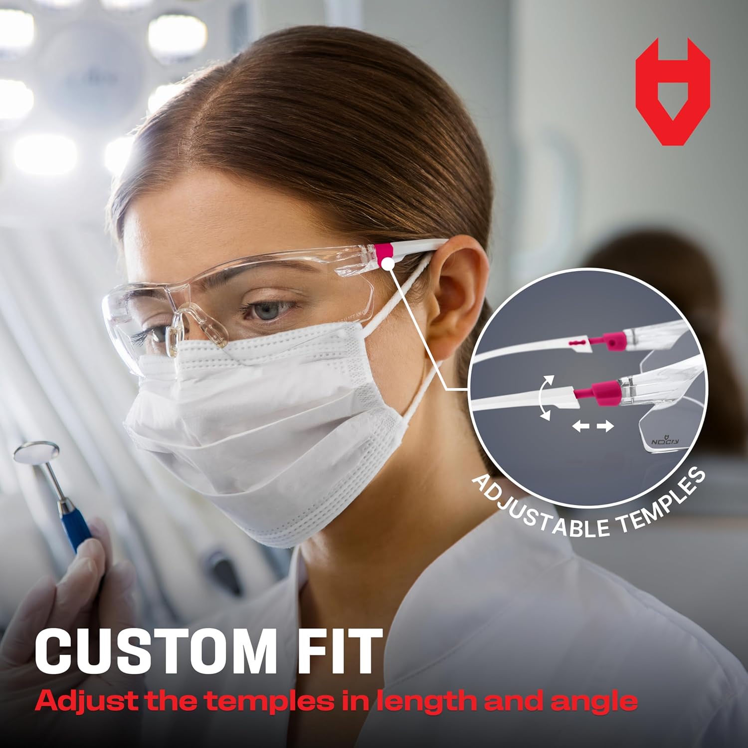 NoCry Clear Safety Glasses for Women with Adjustable Frames — Anti Fog Safety Glasses with 100% UV Protection & Scratch Resistance, ANSI Z87.1 Rated — Perfect Safety Goggles for Women, Nursing Goggles - Image 6