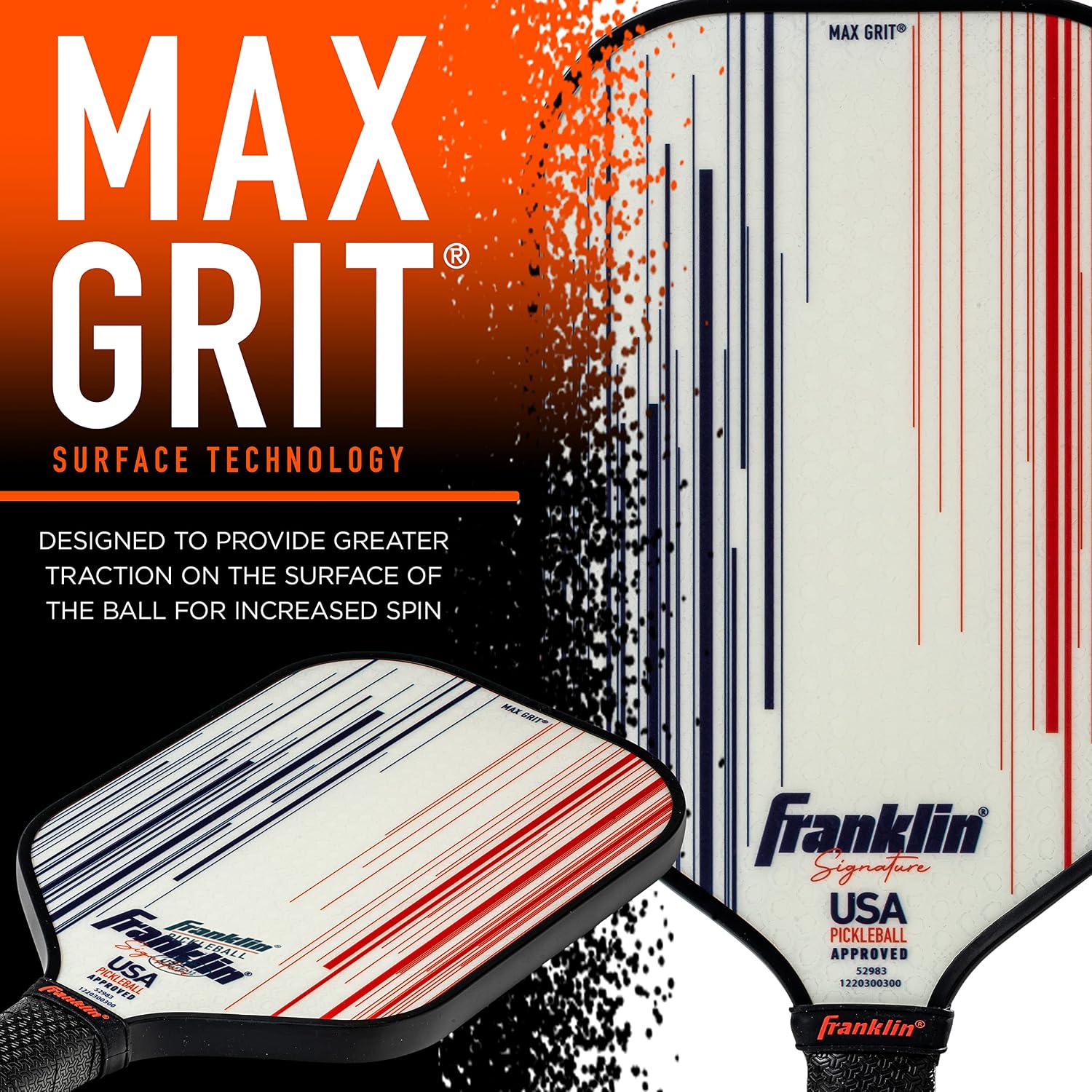 Franklin Sports Pro Pickleball Paddles - Signature Series Pro Pickleball Paddle with MaxGrit Surface - USA Pickleball (USAPA) Approved Tournament Pickleball Paddles - 13mm + 16mm Polypropylene Cores - Image 5