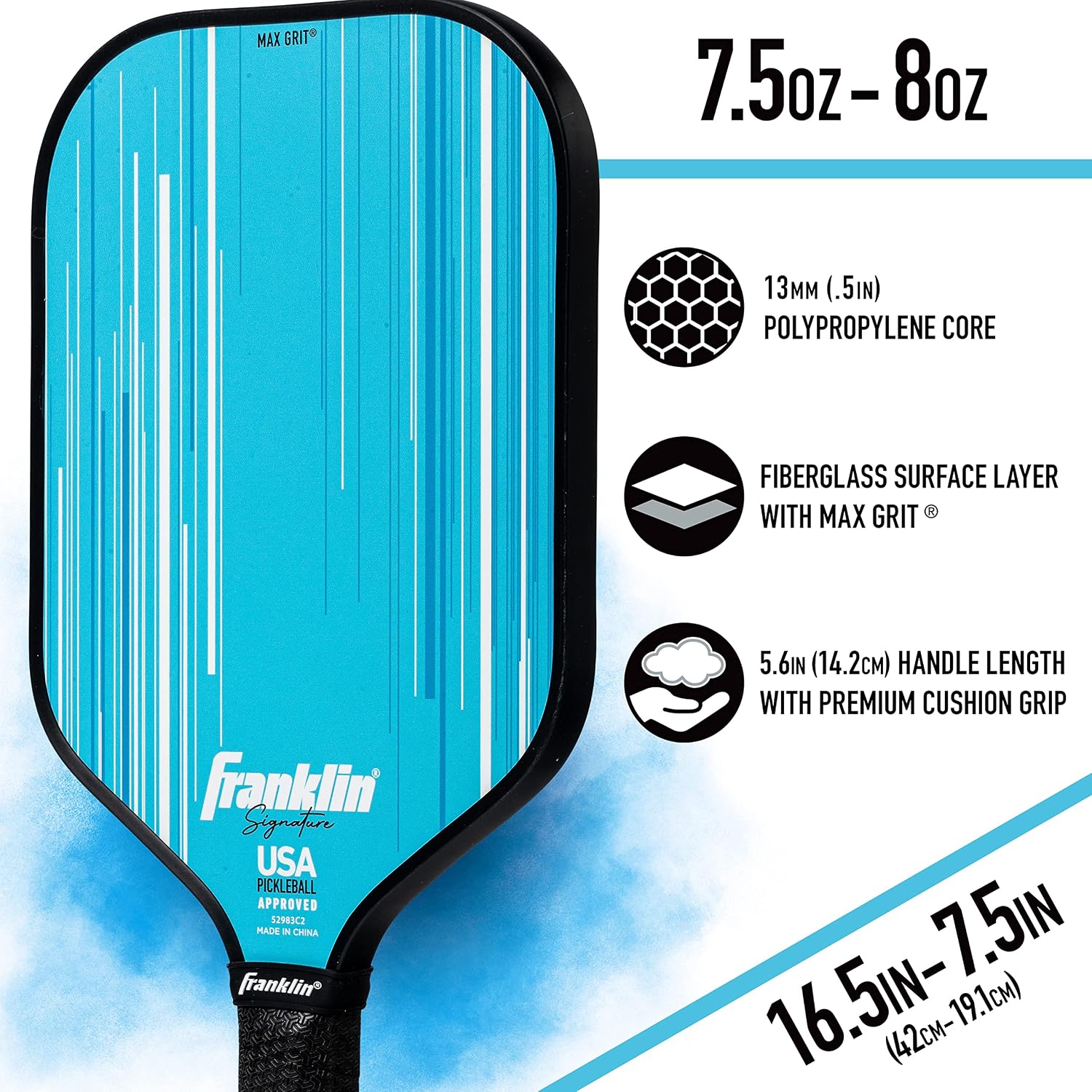 Franklin Sports Pro Pickleball Paddles - Signature Series Pro Pickleball Paddle with MaxGrit Surface - USA Pickleball (USAPA) Approved Tournament Pickleball Paddles - 13mm + 16mm Polypropylene Cores - Image 4