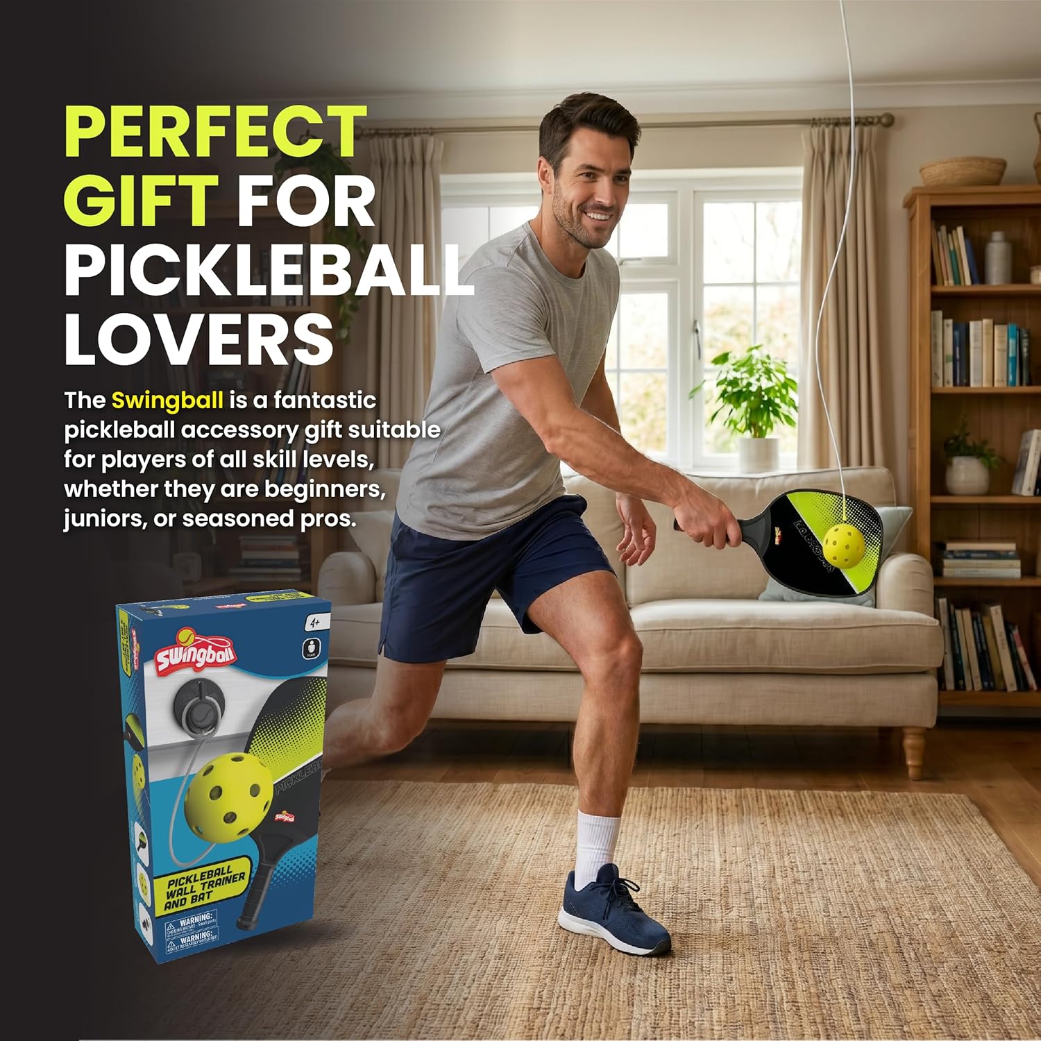 Swingball Pickleball Wall Trainer Set – Portable Solo Practice Paddle, Real Ball for Indoor and Outdoor, Designed to Improve Control, Accuracy, Reflexes & Overall Skill Development, Ages 6+ - Image 7
