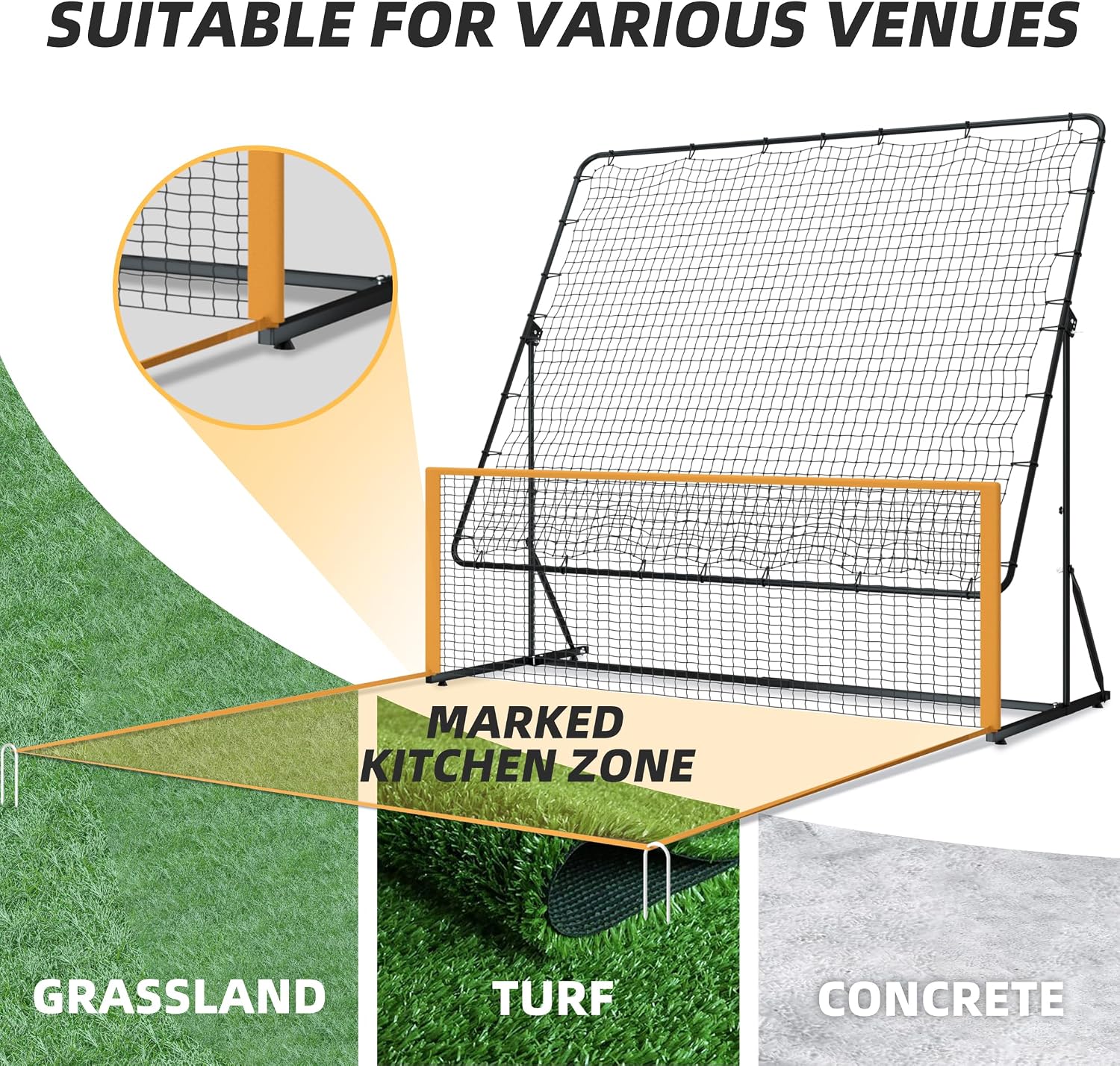 MR Pickleball Rebounder 6’x6’, Adjustable Angle & Height Pickleball Rebounder, Tennis Rebound Net, Pickleball Solo Training Equipment for Dinks Volleys Accuracy Coordination Kitchen Control - Image 4