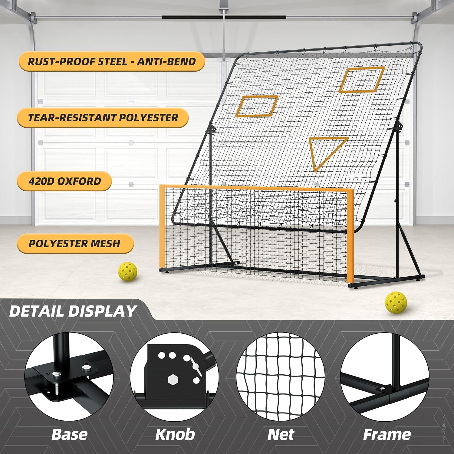 MR Pickleball Rebounder 6’x6’, Adjustable Angle & Height Pickleball Rebounder, Tennis Rebound Net, Pickleball Solo Training Equipment for Dinks Volleys Accuracy Coordination Kitchen Control - Image 6