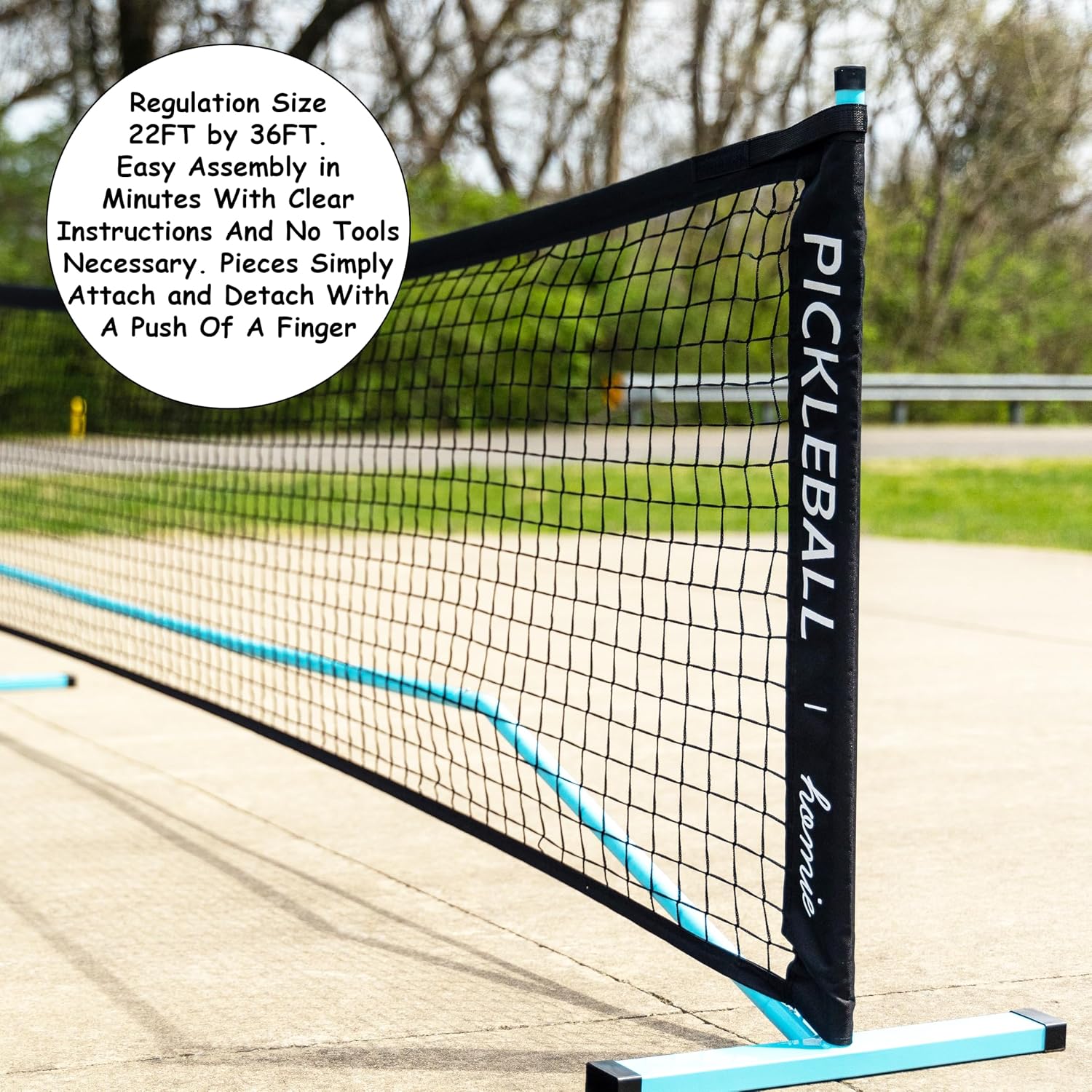 Homie Portable Pickleball Net Set with 4 Paddles, 4 Balls, Backpack Carrying Bag, 22 FT Regulation Size, Easy Setup for Outdoor Indoor, Weather Resistant Metal Frame - Image 5
