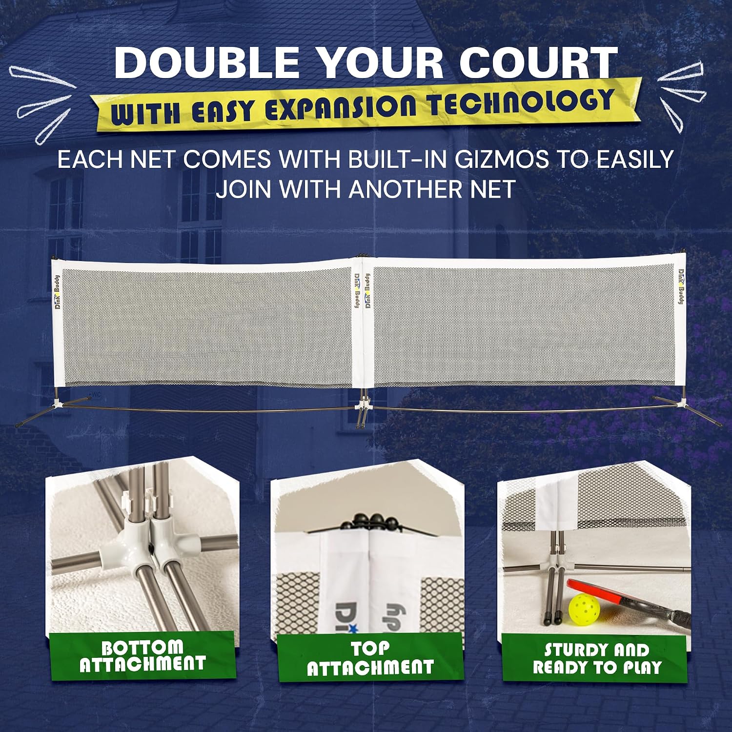 Mini Pickleball Net Set - Ultraportable, Fits in Backpack - 11-ft, 6-ft or 6-ft x 2-Pack Options, or 4-ft for Kids - Pickleball Net Portable Outdoor/Indoor Play - Sports Kit for Women, Men & Kids - Image 4