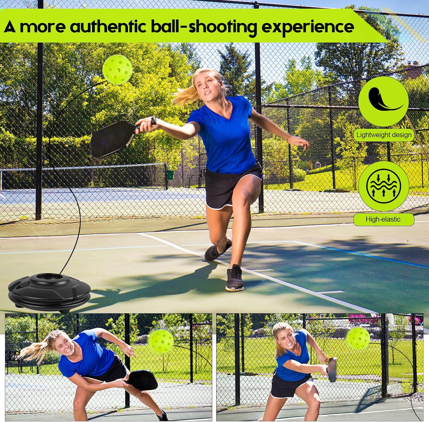 Match Buddy Pickleball Trainer with String Sportastic Pickleball Practice Rebounder Accessories Training Aids and Equipment Indoor Hitting Trainer Machine Outdoor - Image 6