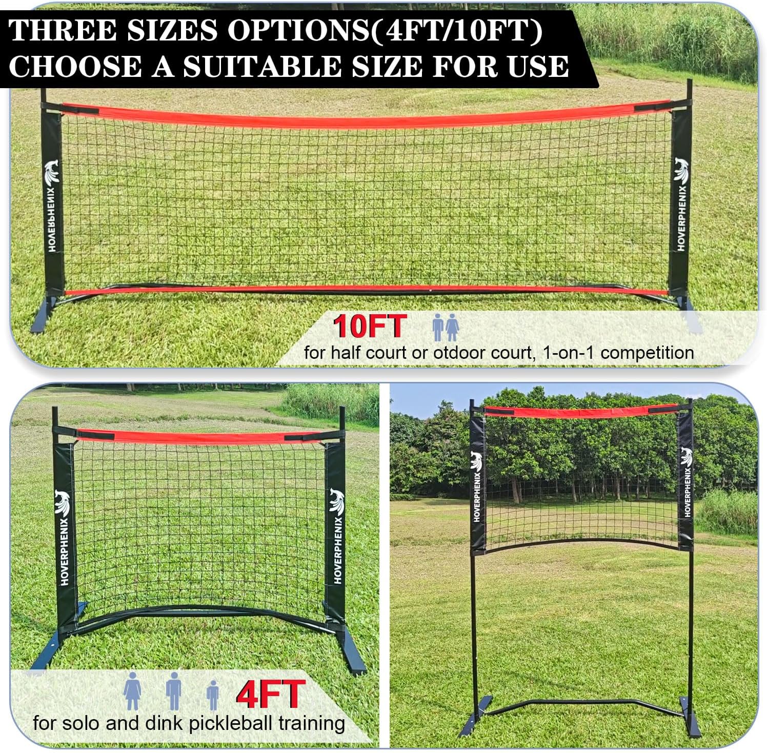 Small Pickleball Net Set - 4FT/10FT Dink Rebounder Net with Paddle Set of 2 | Adjustable Height Pole System, All-Weather Sturdy Steel Frame, Outdoor Pickleballs, Portable Carry Bag for Driveway, Backyard - Image 6