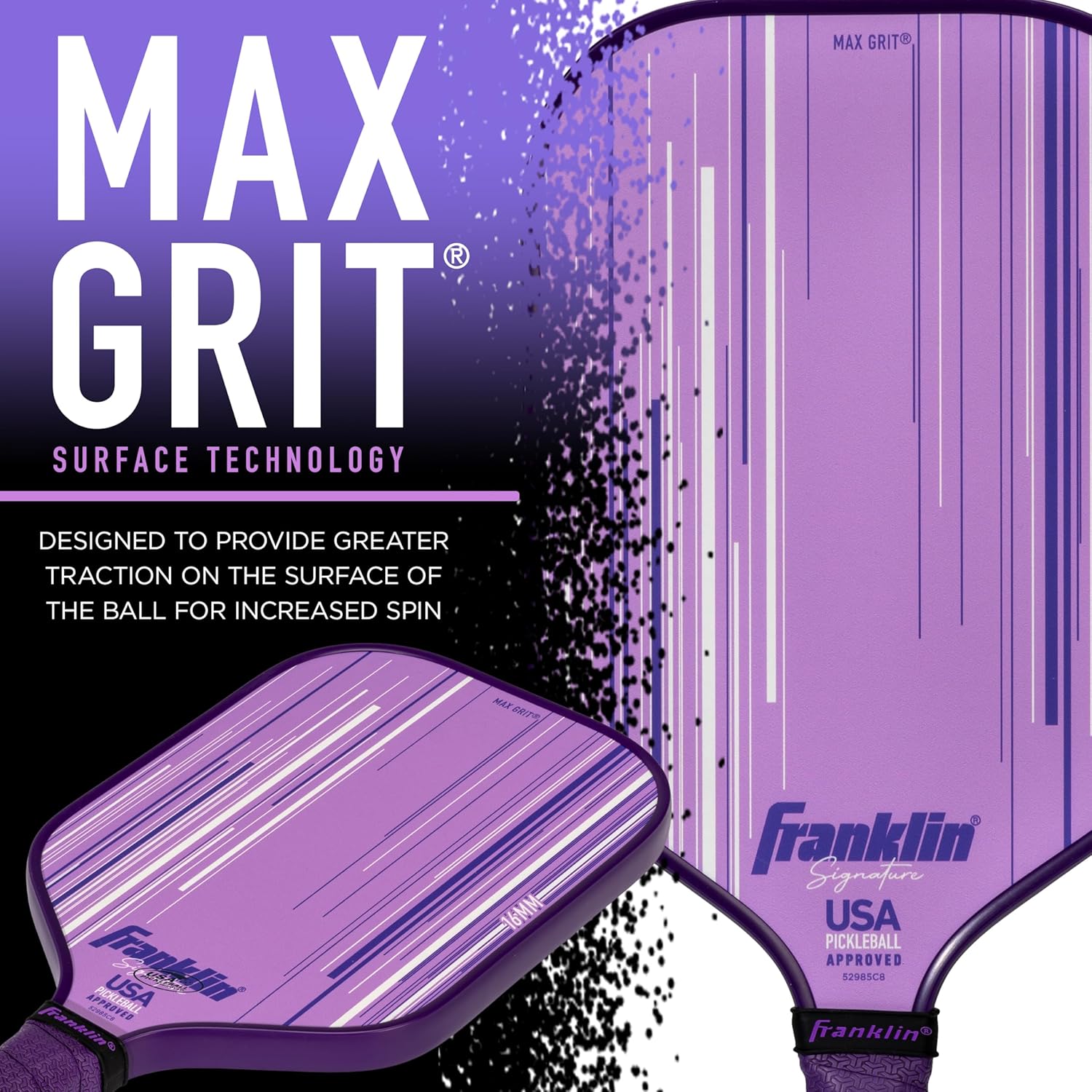 Franklin Sports Pro Pickleball Paddles - Signature Series Pro Pickleball Paddle with MaxGrit Surface - USA Pickleball (USAPA) Approved Tournament Pickleball Paddles - 13mm + 16mm Polypropylene Cores - Image 7