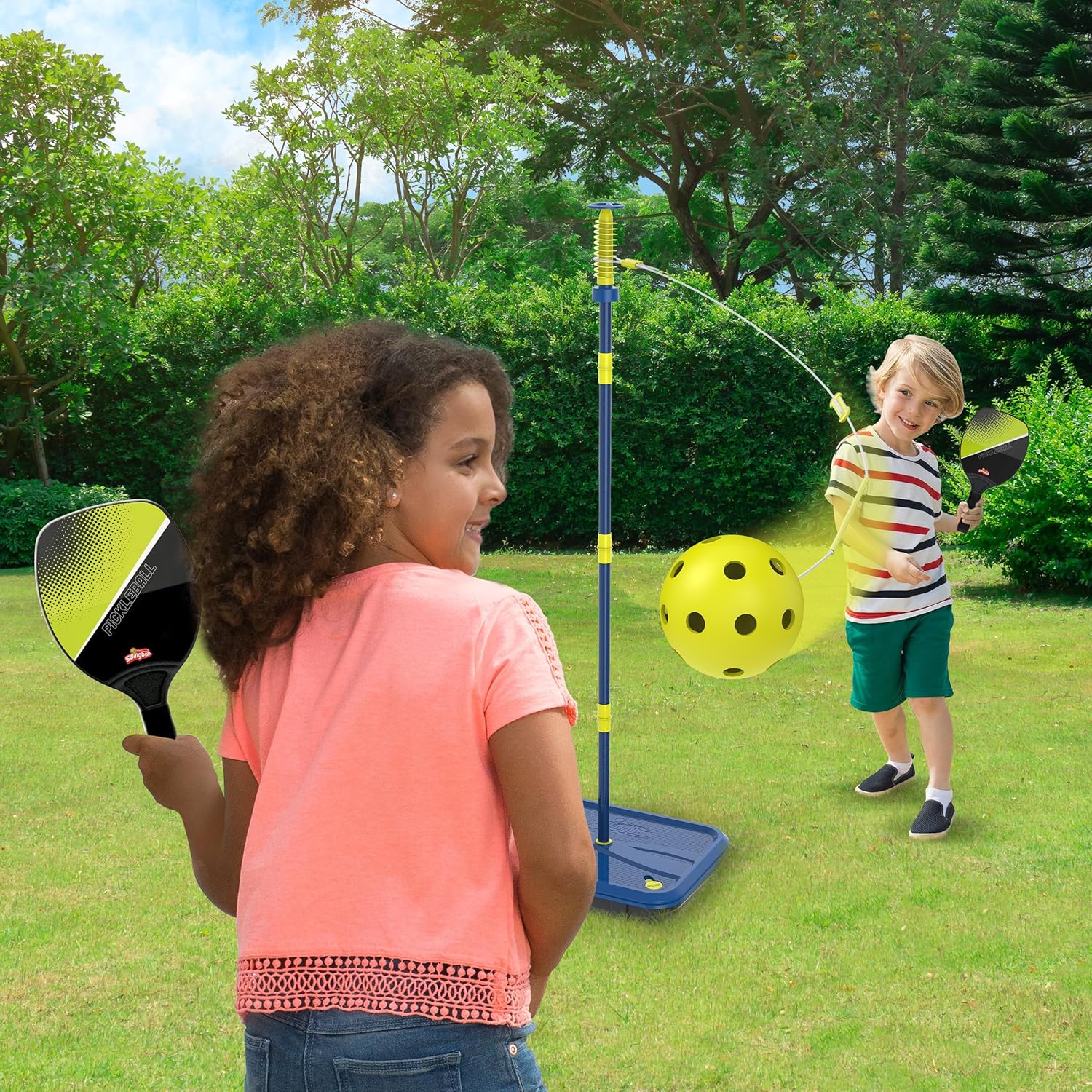 Swingball Pickleball Paddles Tether Tennis Game Set - Portable All-Surface Base, Durable, Easy Assembly, Indoor & Outdoor Games, Backyard Games for Kids, Active Play for Kids and Families, Ages 6+ - Image 2